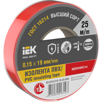 MIXTAPE 7 Изолента 0,15х19мм красная 25м IEK EX-IZ10-C15-19-25-K04 фото 1