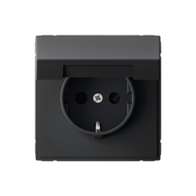 ARTGALLERY РОЗЕТКА с заземл. со шторк. с крышк., 16А, IP20, механизм, быстрозажим. клем., КАРБОН Sys фото 1