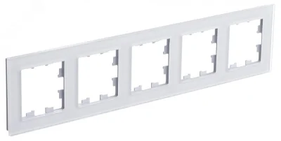 ATLASDESIGN NATURE рамка пятипостовая, ОРГАНИЧЕСКОЕ СТЕКЛО БЕЛЫЙ Systeme Electric ATN320105 фото 1