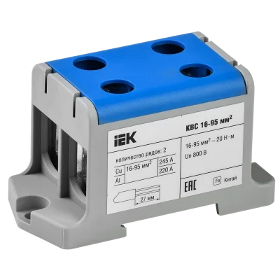 Клемма вводная силовая КВС 16-95 кв.мм. 2-рядная синяя IEK YZN13-095-K07 фото 1