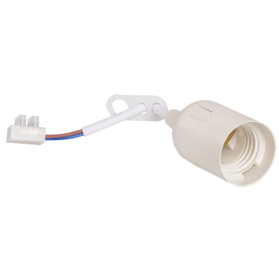 Ппл27-04-К51 Патрон подвесной с шнуром, пластик, Е27, белый (50 шт), стикер на изделии, EPP14-04 IEK фото 1