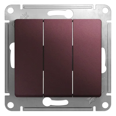 GLOSSA Выключатель трехклавишный схема 3 баклажановый Systeme Electric GSL001131 фото 1