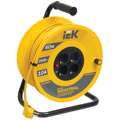 Катушка УК40 4 места 2P+PE/40м 3х1,0мм2 "Industrial" IEK WKP14-10-04-40 фото 1