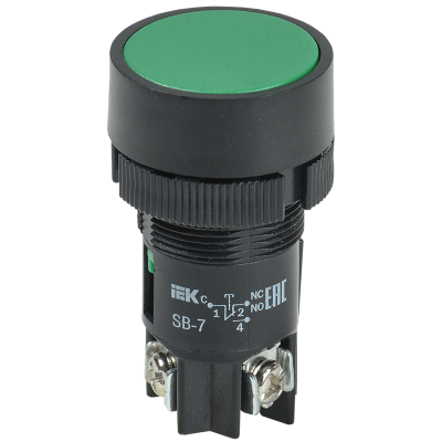 Кнопка SВ-7 "Пуск" зеленая 1з+1р d22мм/240В IEK BBT40-SB7-K06 фото 1