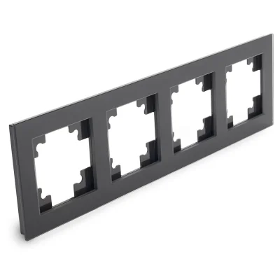 Рамка 4-местная, стекло, серия Катрин, GFR00-7004-05, черный STEKKER 39521 фото 1