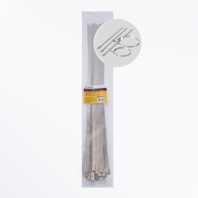 Хомут стальной 7.9х500мм, d пучка max 150мм, нагрузка 120кг, серый, SSCTE79-500 (25шт в упак) STEKKE фото 1