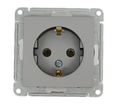 Уценка — Розетка AtlasDesign Сталь с/з, 16А, механизм SE ATN000943 Systeme Electric ATN000943-уценка фото 1