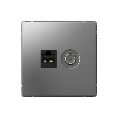 ARTGALLERY РОЗЕТКА двойная ТВ + компьютерная RJ45, кат. 5Е, СТАЛЬ Systeme Electric GAL000989 фото 1
