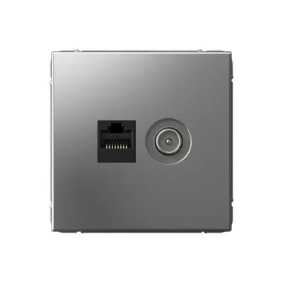 ARTGALLERY РОЗЕТКА двойная ТВ + компьютерная RJ45, кат. 5Е, СТАЛЬ Systeme Electric GAL000989 фото 1