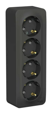 BLANCA О/У РОЗЕТКА 4-я с заземл. со шторк. ИЗОЛ.ПЛ.,16А, 250В, АНТРАЦИТ Systeme Electric BLNRA011416 фото 1