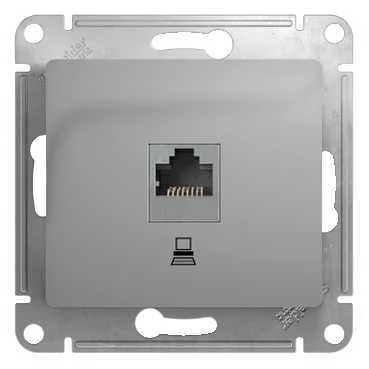 GLOSSA РОЗЕТКА компьютерная RJ45 кат.5E, механизм, АЛЮМИНИЙ Systeme Electric GSL000381K фото 1