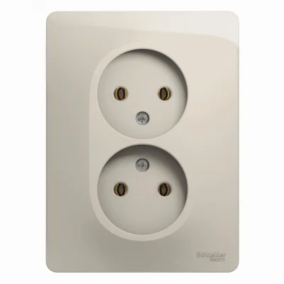 GLOSSA розетка двойная без заземления в сборе молочный Systeme Electric GSL000920 фото 1