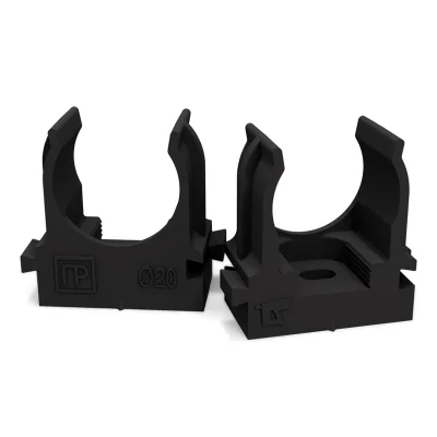 Крепеж-клипса для труб для монтажного пистолета черная в п/э д20 Промрукав PR13.0132 фото 1