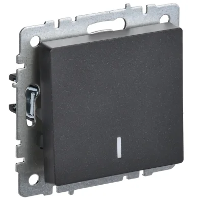 BRITE Выключ. 1-кл. с инд. 10А ВС10-1-1-БрЧ черн. IEK BR-V10-1-10-K02 фото 1