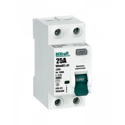 ВДТ 2P 25А 10мА тип AC 6кА УЗО-03 нов. DEKraft 14203DEK фото 1