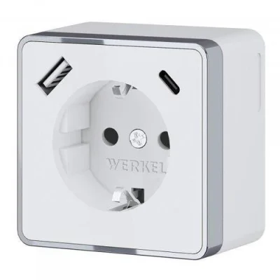 Розетка с заземлением, шторками и USB тип A+C Gallant (белый) W5071701 Werkel a057698 фото 1