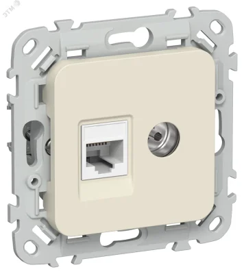 FLITE Розетка 2-местная RJ45/TV категория 5Е UTP РКТВ5е-2-0-ФлСл сливочный IEK FI-AK22-1-K86 фото 1