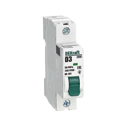 Авт. выкл. 1Р 3А х-ка D ВА-103 6кА нов. DEKraft 12330DEK фото 1