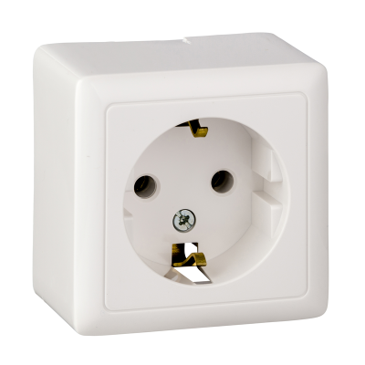 ХИТ О/У РОЗЕТКА с заземлением без шторок 16А, 250В, БЕЛЫЙ. Россия Systeme Electric RA16-133-B фото 1