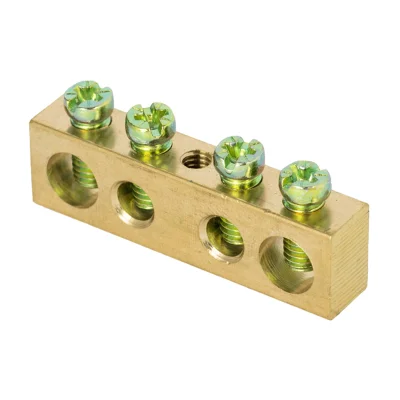 Шина PEN "ноль-земля" (8х12мм) 4 отверстия латунь крепеж по центру PROxima EKF sn0-125-4-c фото 1