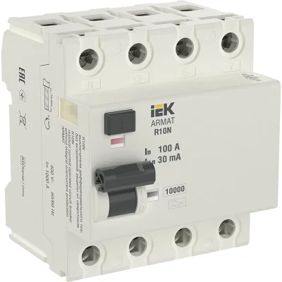 ARMAT ВДТ R10N 4P 100А 30мА тип A IEK AR-R10N-4-100A030 фото 1