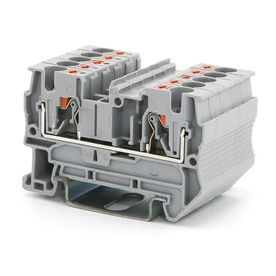 Клемма проходная, зажим push-in, 2 точки подключения, 4 кв.мм, серая DKC VPR-4-GY фото 1