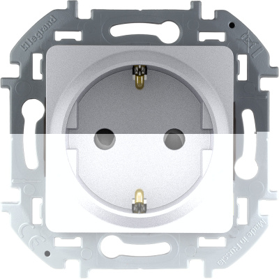 Розетка 2К+З - немецкий стандарт - 16 А - 250 В~ - INSPIRIA - алюминий Legrand 673722 фото 3