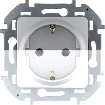 Розетка 2К+З - немецкий стандарт - 16 А - 250 В~ - INSPIRIA - алюминий Legrand 673722 фото 3