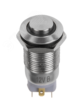 REXANT Антивандальная кнопка 12 мм, 12В(LED), без фиксации (4с), OFF-(ON), красная (A-12-C2) Rexant  фото 1