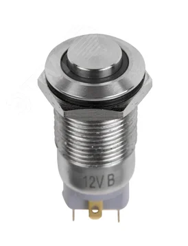 REXANT Антивандальная кнопка 12 мм, 12В(LED), без фиксации (4с), OFF-(ON), красная (A-12-C2) Rexant  фото 1