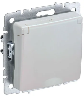 BRITE Розетка с заземлением с защитными шторками и крышкой 16А IP44 РСбш10-3-44-БрЖ жемчуг BR-R1 IEK фото 1