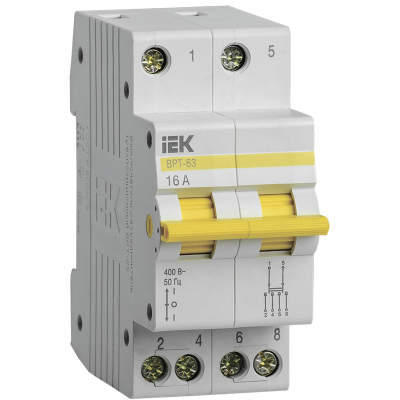 Выключатель-разъединитель трехпозиционный ВРТ-63 2P 16А IEK MPR10-2-016 фото 1