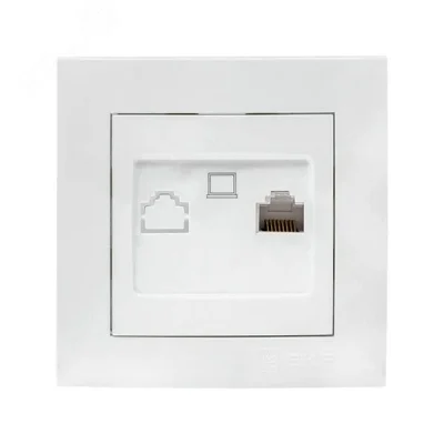 Валенсия розетка компьютерная RJ-45 1-местная белая EKF EWK01-035-10 фото 1