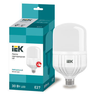 Лампа LED HP 30Вт 230В 4000К E27 IEK LLE-HP-30-230-40-E27 фото 1