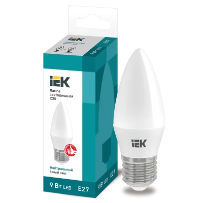 Лампа LED C35 свеча 9Вт 230В 4000К E27 IEK LLE-C35-9-230-40-E27 фото 1