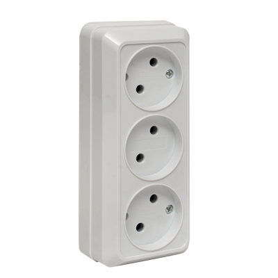 Рим Розетка 3-местная 10А без заземления белая EKF ENR10-202-10 фото 1