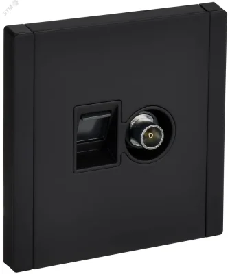 FORTE&PIANO Розетка двойная TV+RJ45 кат.5E FP136M металл черный IEK FP-AK20-1-M-K02 фото 1