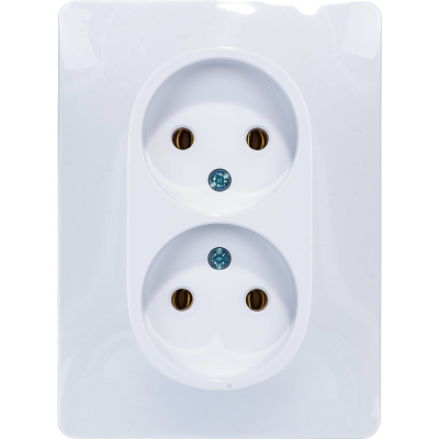 GLOSSA РОЗЕТКА двойная без заземления,16А, в сборе, БЕЛЫЙ Systeme Electric GSL000120 фото 1