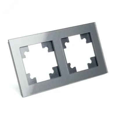 Рамка 2-местная, стекло, серия Катрин, GFR00-7002-06, графит STEKKER 39540 фото 1