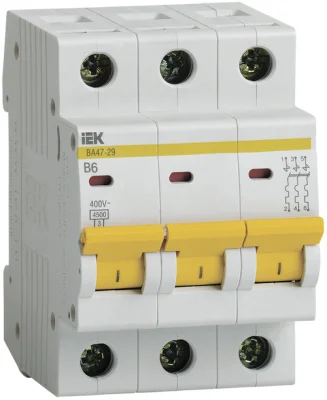 KARAT Авт. выкл. ВА47-29 3P B 6А 4,5кА IEK MVA20-3-006-B фото 1