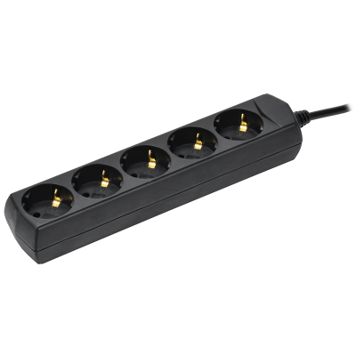 Удлинитель У05 5 мест с/з 5м 3х1мм2 10А 250В чер. GENERICA WYP10-10-05-05-Z-K02-G фото 1