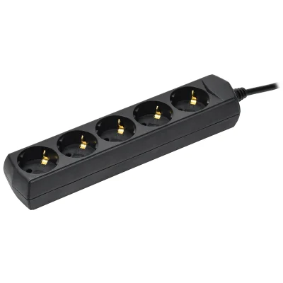 Удлинитель У05 5 мест с/з 5м 3х1мм2 10А 250В чер. GENERICA WYP10-10-05-05-Z-K02-G фото 1