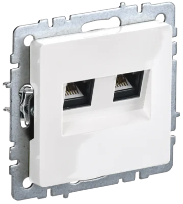 BRITE Роз. комп. 2-ая RJ45 кат.6 РК11-2-БрБ бел. IEK BR-K20-2-K01 фото 1