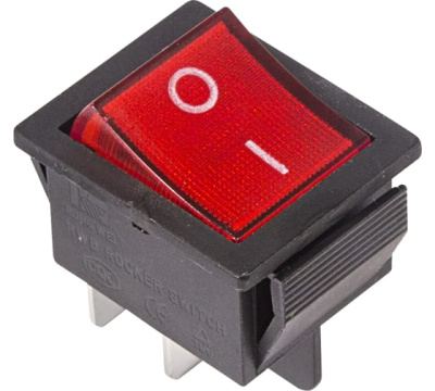 Выключатель клавишный 250V 16А (4с) ON-OFF красный с подсветкой REXANT (10/10/500) Rexant 36-2330 фото 1