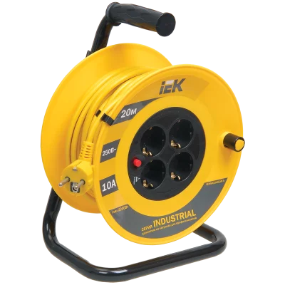 Катушка УК20 4 места 2P+PE/20м 3х1,5мм2 "Industrial" IEK WKP15-16-04-20 фото 1