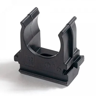 Крепеж-клипса для труб для монтажного пистолета черная в п/э д25 Промрукав PR13.0133 фото 1