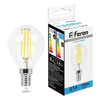 Лампа светодиодная, (15W) 230V E14 6400K прозрачная, LB-515 Feron 38251 фото 1
