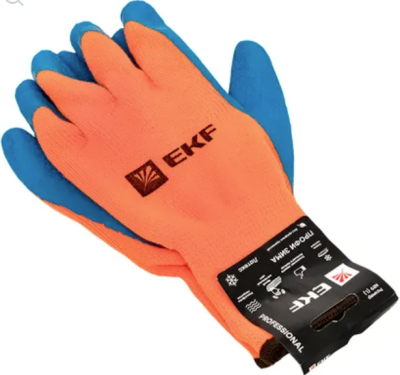 Перчатки рабочие ПРОФИ ЗИМА с рельефным латексным покрытием утепленные (10 класс, 9 разм) Profes EKF фото 1