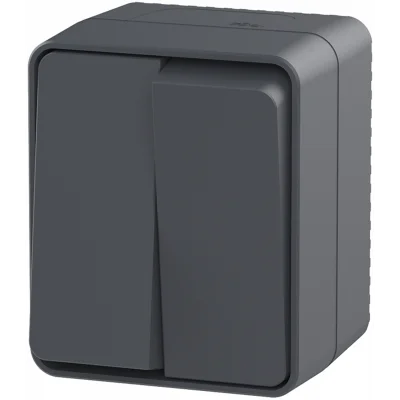 AtlasDesign PROFI IP54 О/У 2-клавишный ВЫКЛЮЧАТЕЛЬ 10 АХ, АНТРАЦИТ Systeme Electric ATN544051 фото 1