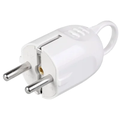 Вилка разборная угловая ВПу12-01-Ст с заземляющим контактом с кольцом 16А белая IEK EVP12-16-01-K01 фото 1